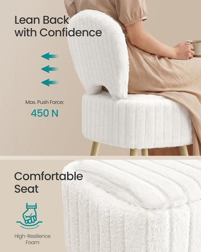 SONGMICS Vanity Chair, Makeup Stool with Folding Backrest | Plush Padded Dressing Table Stool, 17.1 X 13 X 32.1 Inch, for Bedroom, Dressing Room, Black, GLAMOR Collection ULOM532WD016