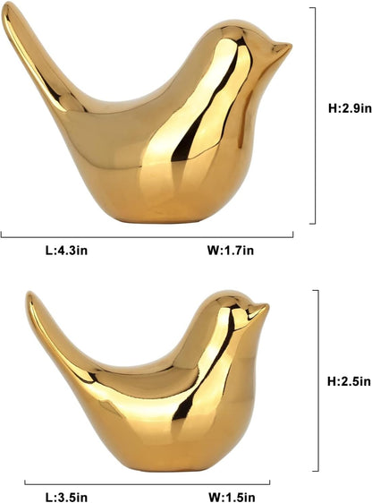 2 Pcs Gold Decor Accents,Small Animal Statues,Modern Home Decorative, Birds Sculpture, Ornaments for Shelf, Bookshelf, Coffee Table,Knick Knacks Home Decor for Shelves(Gold Bird)2