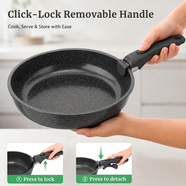 21Pcs Nonstick Pots and Pans Set with Removable Handles, Oven Safe | Non-Toxic Granite Cookware Set for Rvs, Camping, Induction Compatible, Stackable Pfoa/Pfos-Free7