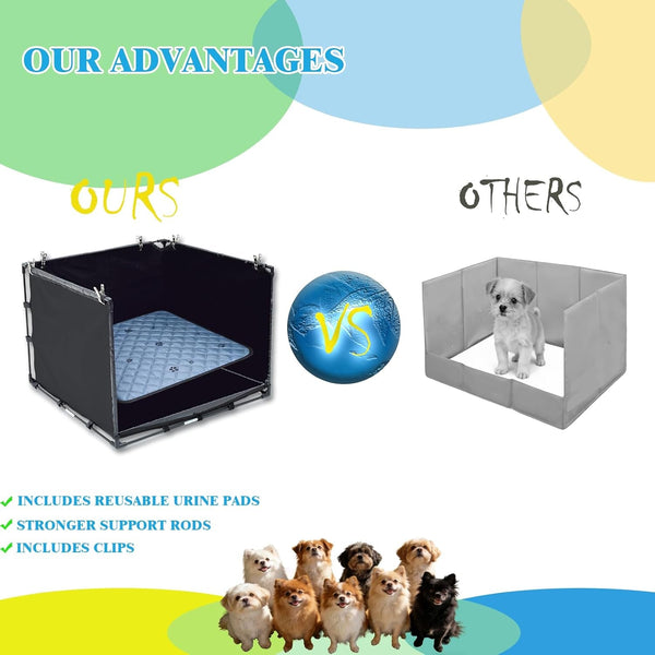 Dog Pee Pad Holder Tray with Washable Pee Pad - Foldable Indoor Potty Station for Small to Medium Dogs, 23.62"X23.62"X17.72",Portable & Reusable Litter Box with High Walls (Small)6