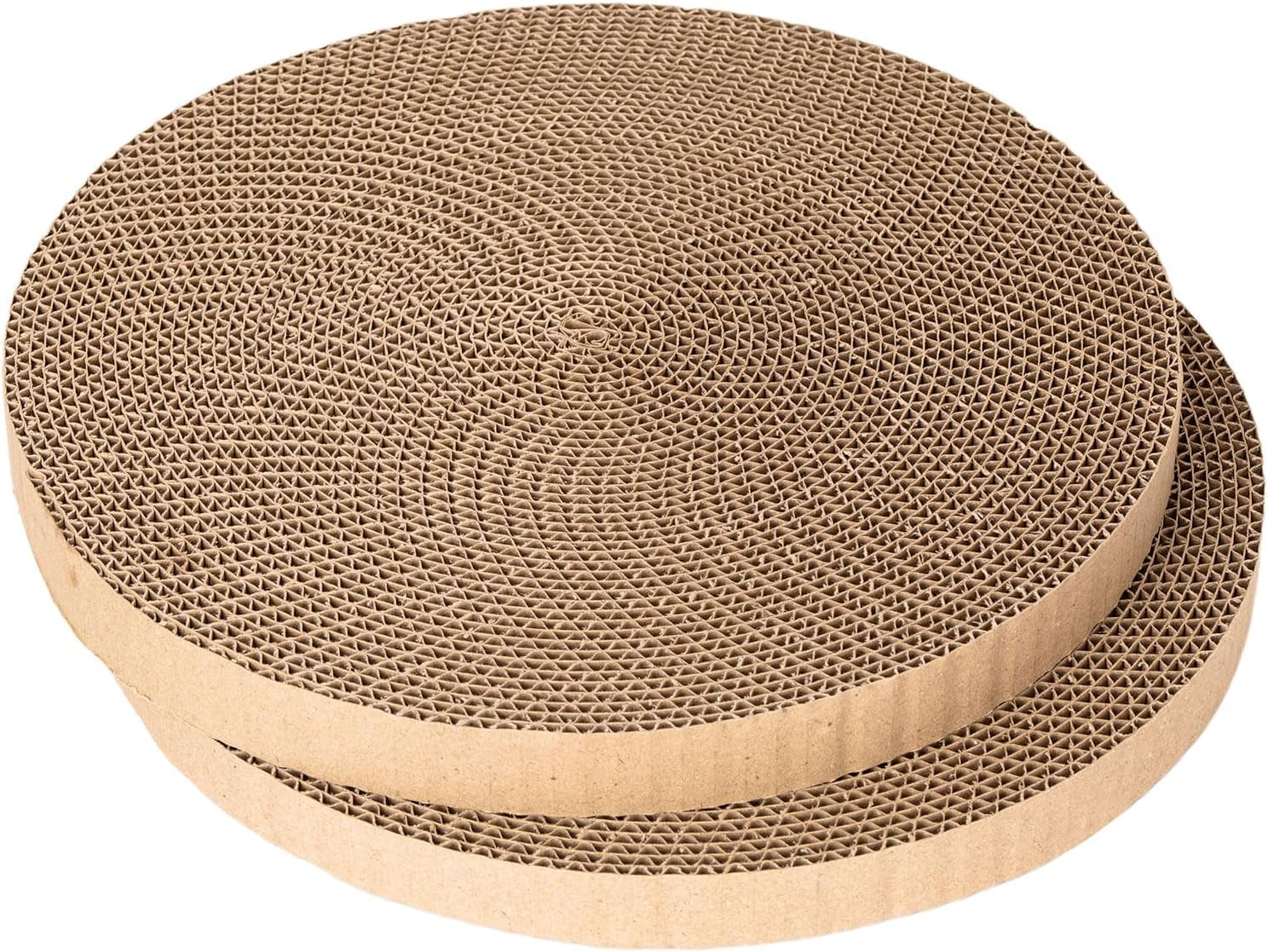 round-cat-scratcher-refill-10-inch-diameter-7-8-inch-thickness-cardboard-cat-scratcher-scratching-board-replacement-pads-2pcs-for-indoor-cats