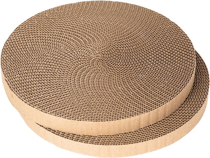 Round Cat Scratcher Refill - 10 Inch Diameter, 7/8 Inch Thickness - Cardboard Cat Scratcher Scratching Board Replacement Pads (2Pcs) for Indoor Cats1