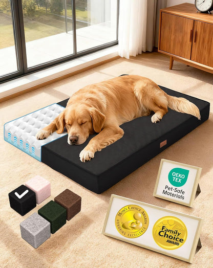 Ohgeni Orthopedic Waterproof Large Dog Bed, Memory Foam, 41 Inch(Gray) | Machine-Washable Removable Cover in Easy-Clean Fabric, Reversible Memory Foam & Easy-Carry Handle, Suitable for Crate11
