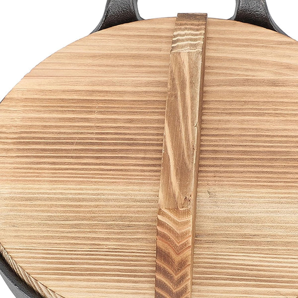 Cast Iron Wok with 2 Handle and Wooden Lid, Seasoned Cast Iron Wok Chinese Wok, Deep Frying Pan with Flat Base Uncoated for Stir Fry Grill Steam Authentic Asian Chinese Food (25Cm/9.8In)6