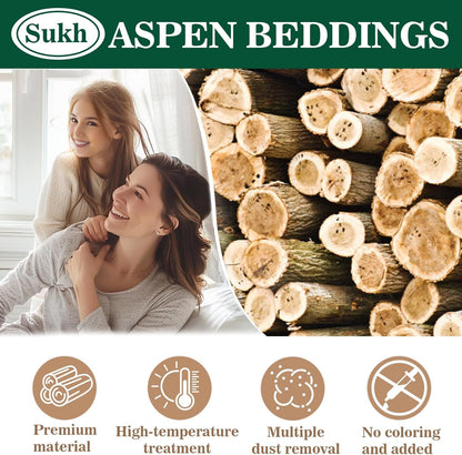 Sukh Hamster Bedding - Aspen Shavings Small Animal Pet Bedding | Aspen Bedding for Small Animals, Guinea Pigs, Rabbits, Hamsters, Gerbils, Chinchillas, Rats, Mice, Snakes & Hedgehogs, 14 OZ3