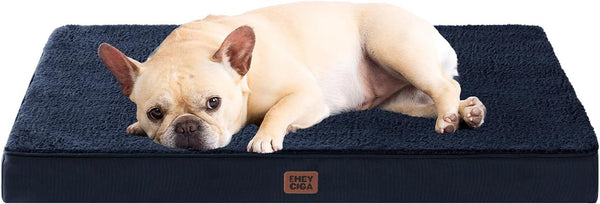 EHEYCIGA Orthopedic Dog Bed Large with Removable Washable Cover,Grey,41X27 | Egg Crate Foam Support,Durable Oxford Fabric,Non-Slip Bottom,Machine Washable,Soft Waterproof Plush Pet Bed Mat for Crate48