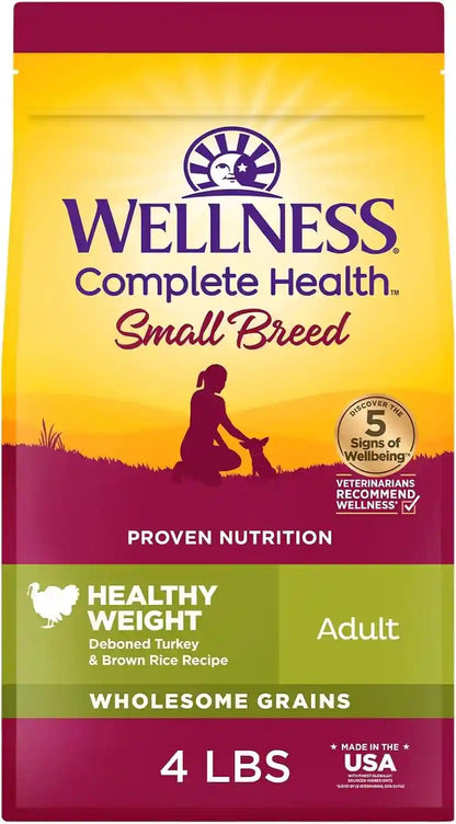 Wellness Complete Health Small Breed Adult Dry Dog Food, Wholesome Grain Kibble, Natural, Turkey and Oatmeal Recipe, 4 Lb Bag15