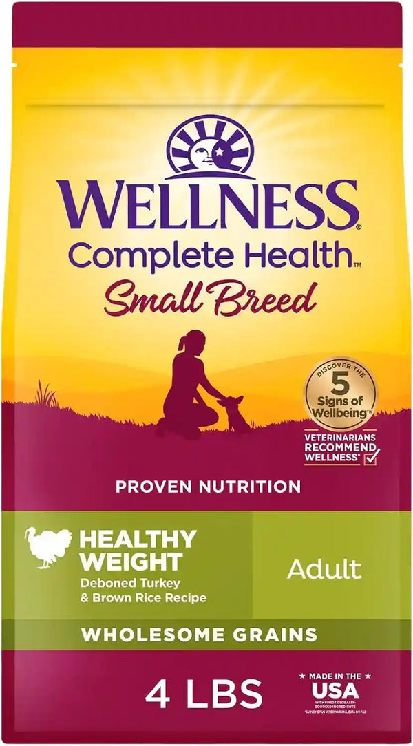 Wellness Complete Health Small Breed Adult Dry Dog Food, Wholesome Grain Kibble, Natural, Turkey and Oatmeal Recipe, 4 Lb Bag15