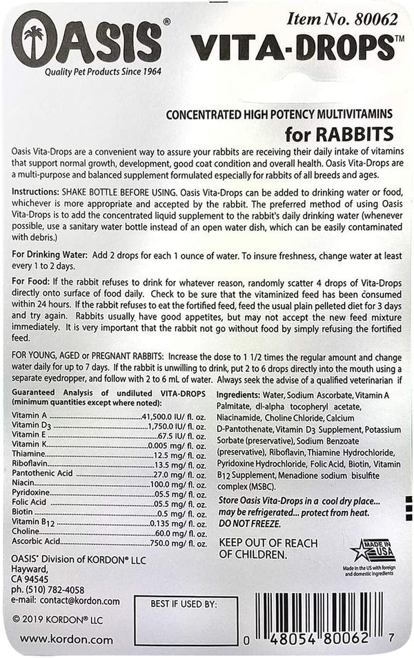 Kordon OASIS #80062 Rabbit Vita Drops, 2-Ounce2