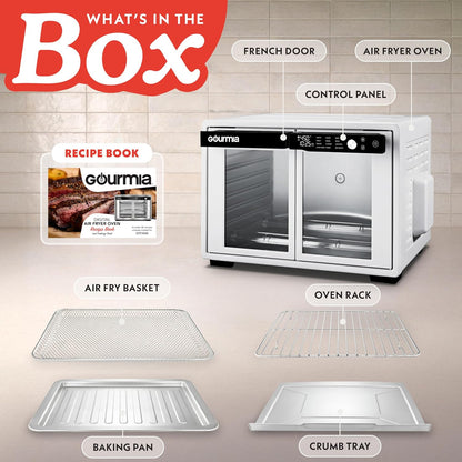 French Door Air Fryer Oven - 37 Qt Large Capacity Convection Toaster Oven, Fryforce 360°, Digital Display, 12 Cooking Presets, Dehydrate, Fits 13” Pizza, Dishwasher-Safe, White4