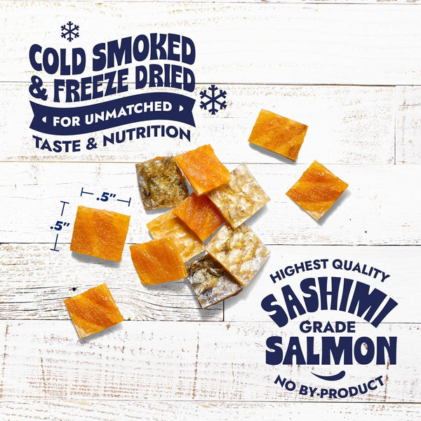 Finfare Freeze Dried Salmon Skin Bites, Grain Free Crunchy Salmon Cat Treats, High Protein & Omega-3S for Skin & Coat Health, Crafted in USA, 1.3Oz2