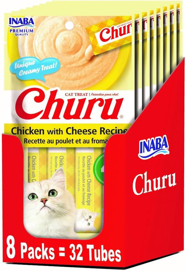 INABA Churu Lickable Purée Natural Cat Treats - Tuna Recipe (4 Servings per Package, 8 Packages) (32 Tubes)10