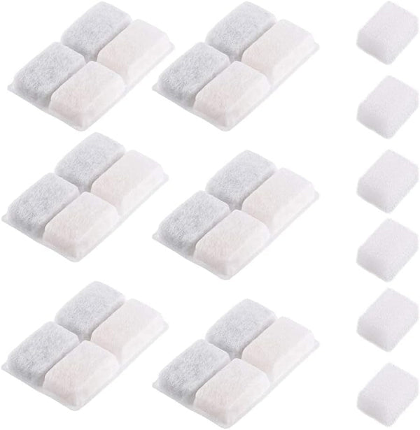 Furrybaby Pet Water Fountain Carbon Filters, Replacement Filters, 6 Pack | Eco Activated Carbon Filters Hair, Residues & Odors, Softens Drinking Water. Only Fits Furrybaby Square White Fountain1