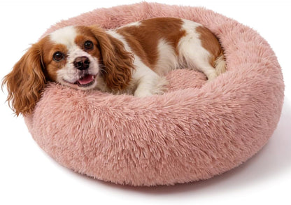 Small Calming Dogs Bed for Small Dogs Anti-Anxiety Machine Washable Fluffy Luxury Anti-Slip Waterproof Mute Base Warming Cozy Soft Pet Puppy round Bed47