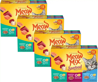 Meow Mix Seafood Favorites, Wet Food Variety Pack, 12 Cups10