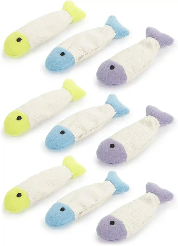 Smartykat (9 Count) Fish Flop Crinkle Catnip Cat Toys - Multi Color, 9 Count1
