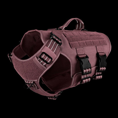 ICEFANG No Pull Tactical Dog Harness for Large Dogs,Adjustable Dog Vest | Control Handle,Molle Panel,Front Hook,3 Leash Clips,Soft Padded,For Walking Training,Pink,Large5