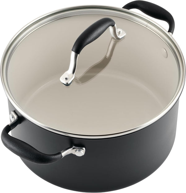 Advanced Ceramic Nonstick Pots and Pans, Induction Suitable, Dishwasher Safe, 9 Piece Cookware Set - Black with Cream Ceramic Interior12