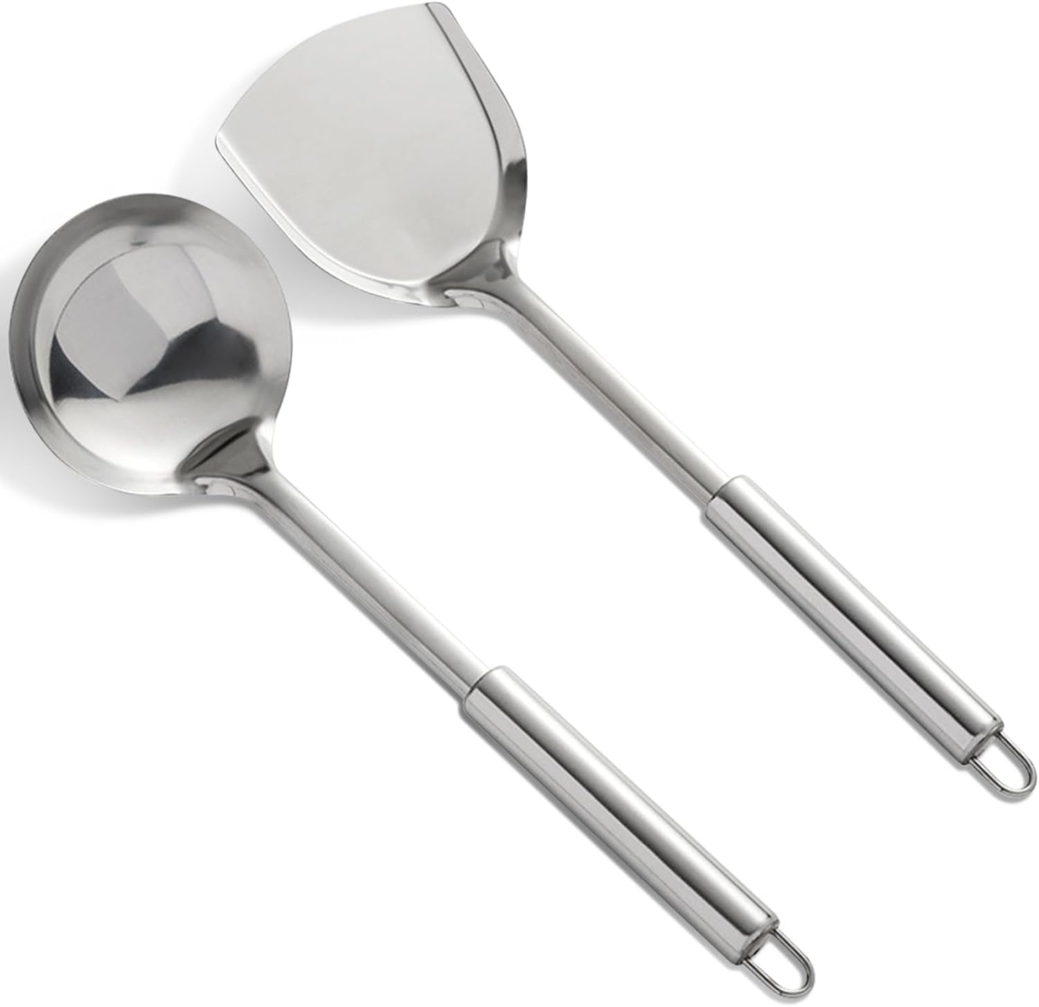 cooking-utensils-set-2pcs-304-stainless-steel-spatula-and-large-cooking-spoon-heavy-duty-metal-soup-ladle-long-handle-wok-spatula
