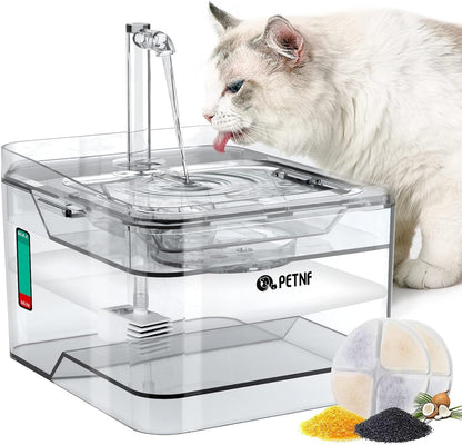 PETNF Transparent 3L/101Oz Pet Water Fountain - Automatic Cat & Dog Dispenser with LED Light, Ultra Quiet Pump, 3 Flow Modes & 2 Filters1