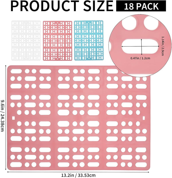 18 Pack Plastic Rabbit Cage Mat, Bunny Resting Mats for Cage with Snap Joint, Breathable Small Animal Feet Pads for Guinea Pigs, Chinchilla, Pet - White, Blue, Pink2