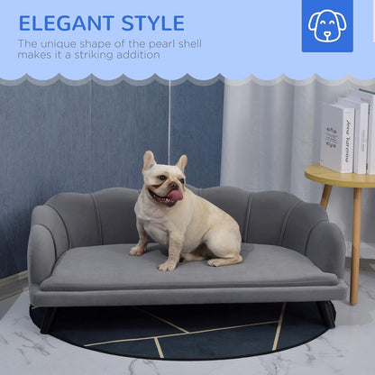 Pawhut Velvet Large Dog Couch with Foam Cushion for Big Dogs Charcoal Gray | Soft and Cute Puppy Sofa Bed, Pearl Design6