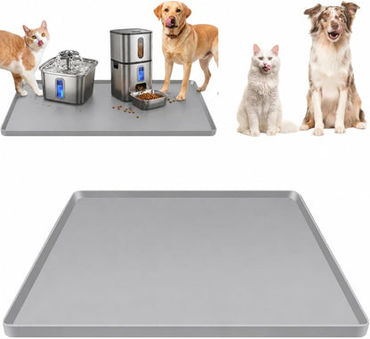 Silicone Square Mat 16X16 for Water Bowl, Waterproof Pet Bowls Mat, Black | with Raised Edge, Non-Slip Cat Dog Water Dispenser Mat Protects Floors from Water & Food Spills9