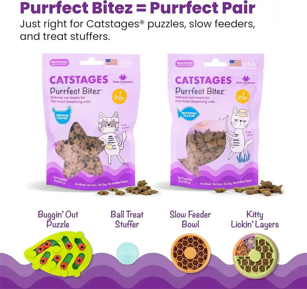 Catstages Nina Ottosson Buggin’ Out Puzzle & Play Cat Puzzle Feeder – Interactive Treat Game for Indoor Cats, Level 2 Slow Feeder Enrichment Toy, 13.9" X 11.5"6