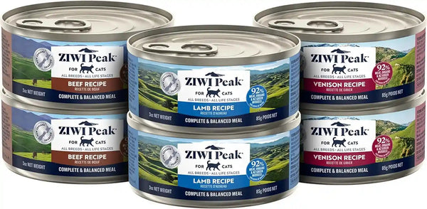 ZIWI Peak Wet Cat Food Variety Pack - Beef, Chicken, Lamb, Mackerel & Lamb, Mackerel, Venison, 6 Pack (3Oz Each)12