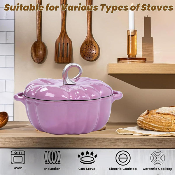 Pumpkin Enamel Cast Iron Dutch Oven 4 QT Cocotte Pot with Lid Dual Handles | Oven Safe up to 500° F or on Stovetop | Heavy-Duty Cookware | Great for Stews & Casseroles | Soup Pot - Serves 3-5 | Orange7