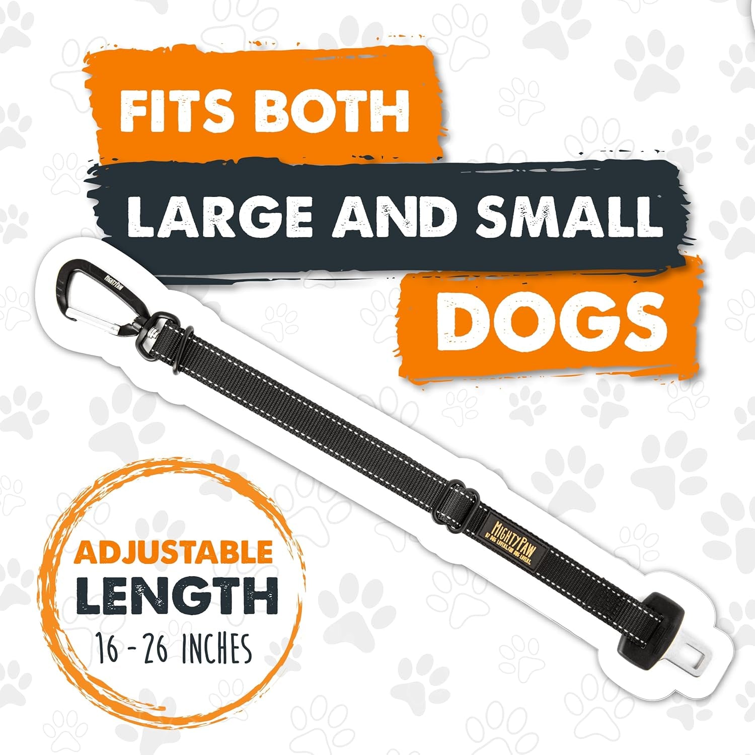 mighty-paw-dog-seat-belt-for-car-heavy-duty-aviation-aluminum-carabiner-850-lbs-force-rated-nylon-webbing-swivel-clip-16-26-in-adjustable