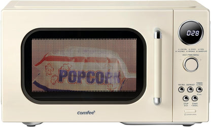 Retro Microwave Oven, 0.9 Cu.Ft 900W Countertop, Apricot | 6 Auto Menus, Multi-Stage Cooking, Mute Function, LED Display, for Small Kitchen & Dorm1