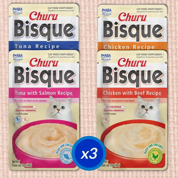 INABA Churu Bisque for Cats, Creamy Lickable Purée Side Dish with Vitamin E, 1.4 Ounces per Pouch, 12 Pouches, Tuna & Chicken Variety5