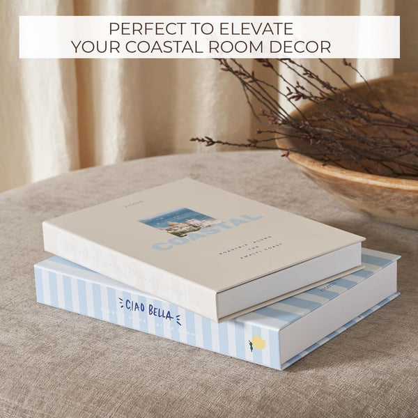 Beautiful Decorative Books - Set of 2 Coastal Boxes for Coffee Table Decor | Aesthetic Fake/Faux Books for Modern Home Decoration - Coastal Room Decor for Bookshelf or Mantel, Photo Storage/Keepsake Box3