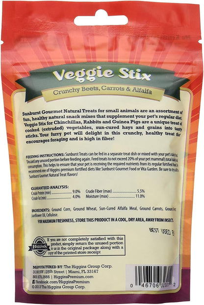 Higgins 3 Pack of Sunburst Veggie Stix, 4 Ounces Each, Gourmet Natural Treats for Guinea Pigs Rabbits and Chinchillas2
