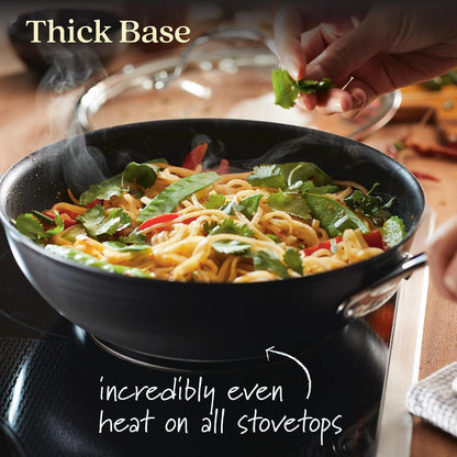 X Seartech Aluminum Nonstick Cookware Stir Fry Wok with Lid, 10-Inch, Super Dark Gray3