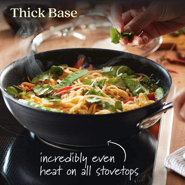 X Seartech Aluminum Nonstick Cookware Stir Fry Wok with Lid, 10-Inch, Super Dark Gray3