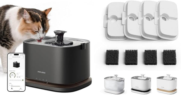 PETLIBRO Cat Water Fountain Stainless Steel Tray, Cordless Cat Fountain Battery Operated, 3L/101Oz Pet Water Fountain App Monitoring, Quiet Cat Fountains for Drinking, Easy Clean 5G Wifi Cat Dispenser10