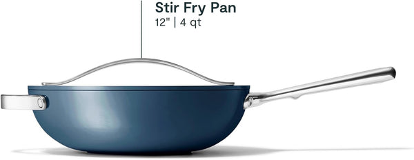 Caraway 12" Non-Stick Ceramic-Coated Stir Fry Pan | Wok-Inspired Pan, Free from Forever Chemicals, High-Sloped Walls, Stainless Steel Handles, Navy3