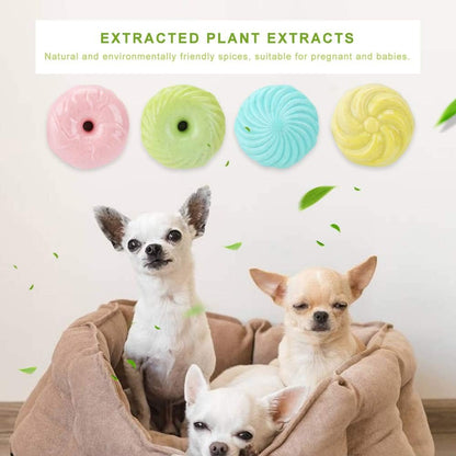 Pet Aromatherapy Solid Air Freshener Odor Eliminator for Kennel Pet Litters, Natural Plant Extracts, Compact Design, 4 Pcs for Small Dogs, Cats (4 Pack)3