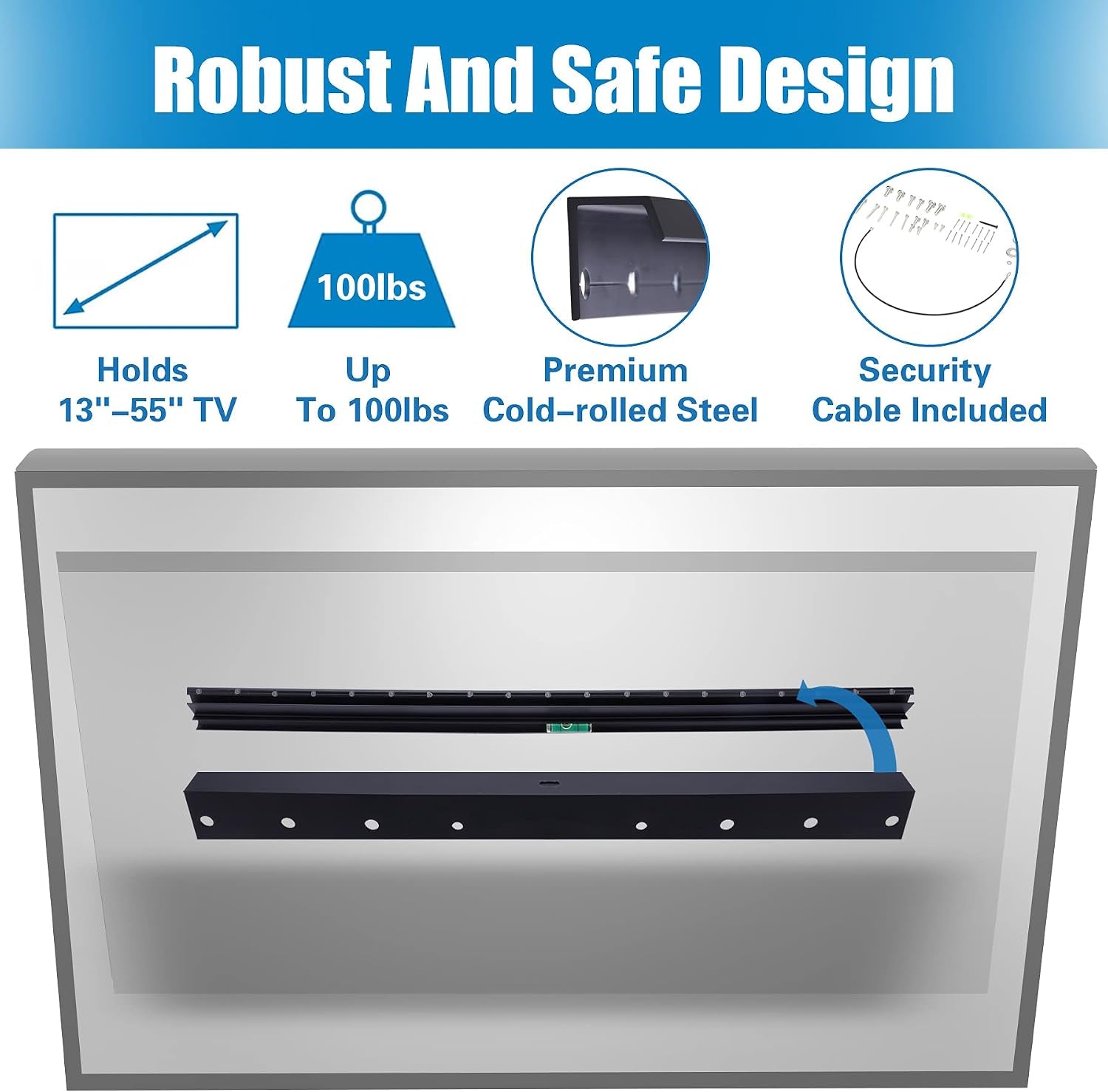 studless-drywall-tv-mount-for-13-55-inch-tvs-no-stud-tv-wall-bracket-max-vesa-400x400mm-up-to-100-lbs-universal-fits-most-led-lcd-plasma-flat-curved-screen-tvs-monitors-upgraded-bubble-level