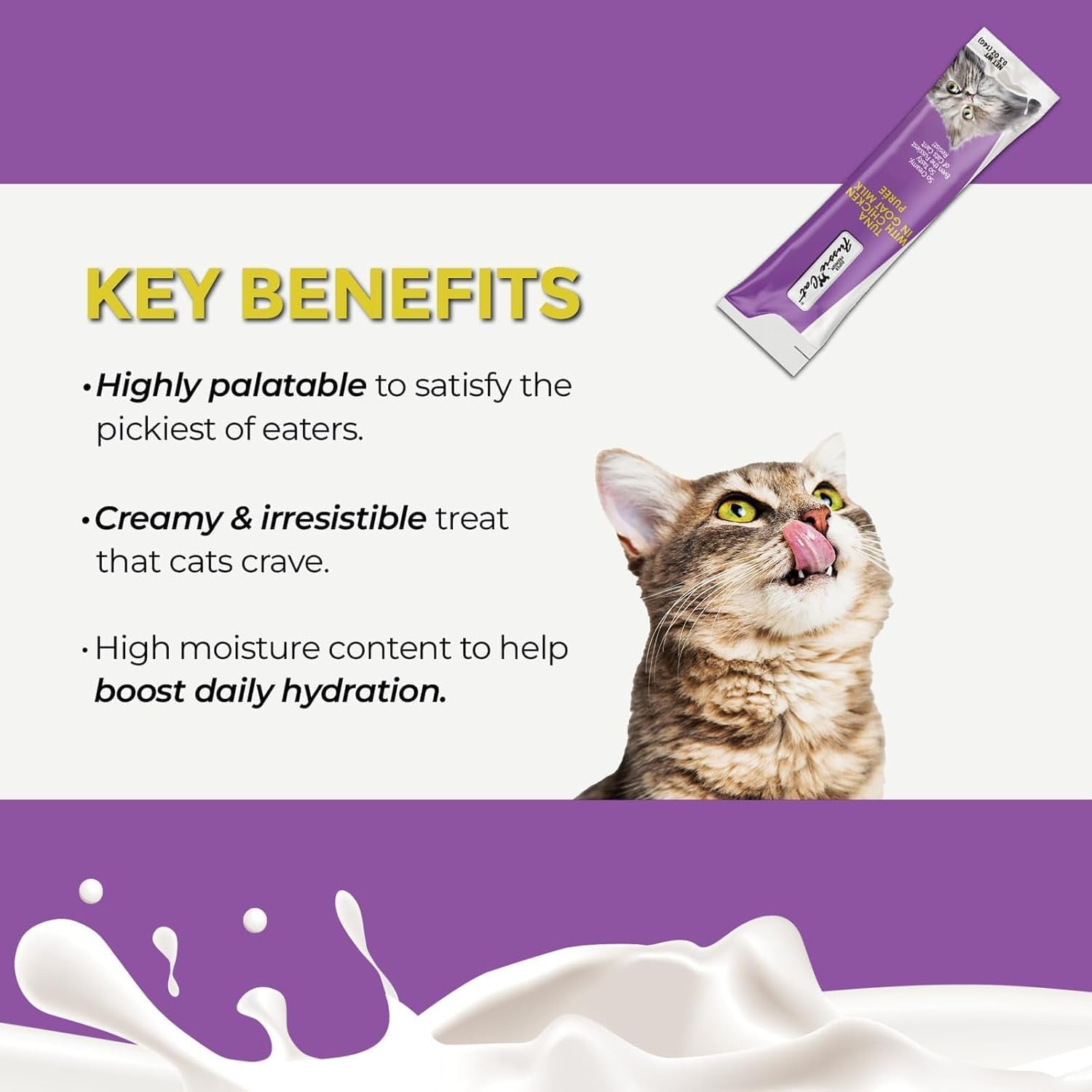 fussie-cat-super-premium-cat-treats-in-goat-milk-puree-lickable-cat-treats-6-packs-of-4-0-5oz-tubes-variety-flavor-pack-of-6-flavors-freeding-spoon