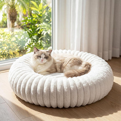 Donut Pet Bed for Indoor Cats and Small Dogs, Self-Heating Dog Bed with Non-Slip Bottom, Winter Comfort Dog Beds for Puppies, Washable & Portable Egg Tart Shape (S) Small Cat Bed Self Warming7