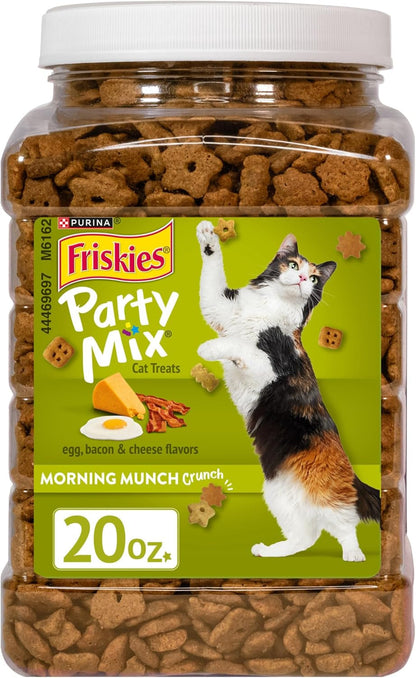 Friskies Purina Party Mix Morning Munch Crunch Egg, Bacon and Cheese Flavors Cat Treats - 20 Oz Canister1