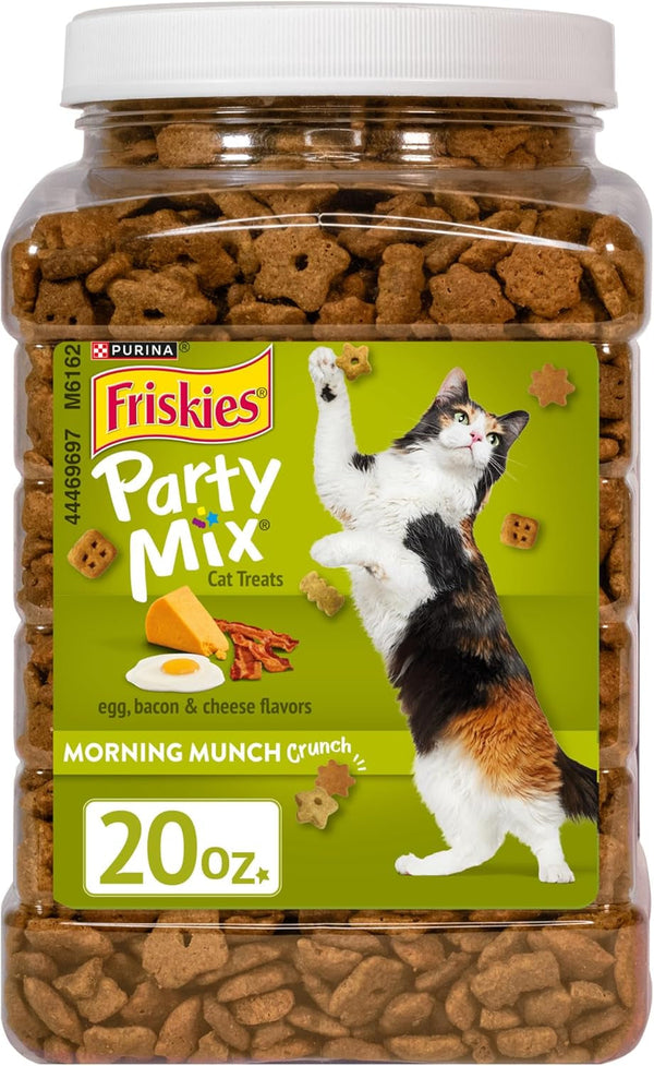 Friskies Purina Party Mix Morning Munch Crunch Egg, Bacon and Cheese Flavors Cat Treats - 20 Oz Canister1