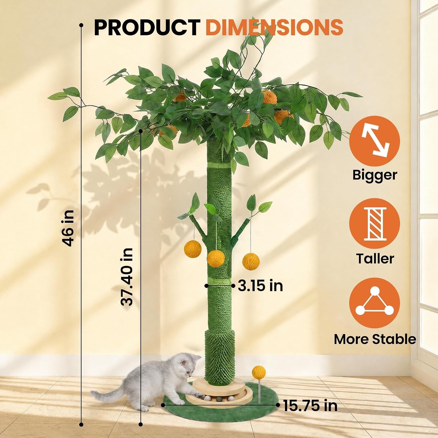 46-extra-tall-cat-scratching-post-for-large-cats-sisal-rope-heavy-duty-vertical-sisal-scratcher-stable-climbing-pole-with-hanging-ball-tall-post-for-adult-cats-full-body-stretch