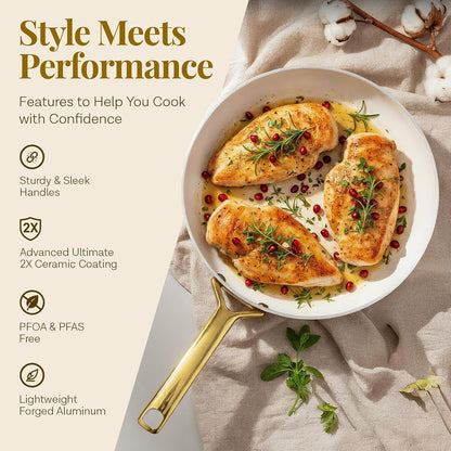 Modern 11 Pc Ceramic Cookware Set, Elegantly Designed Pots and Pans Set Non Stick with Steamer, Induction Bottom, Premium Stay Cool Handles, Non Toxic PFOA Free, Oven & Dishwasher Safe3