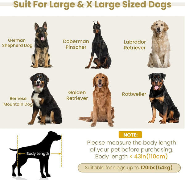 Elevated XL Large Dog Sofa with Backrest and Armrests, 55" Button Tufted Dog Couch Bed with Soft Cushion for Large Dogs, Stylish Lounging Bed Pet Couch Chair, 120Lbs Weight Capacity, Beige3
