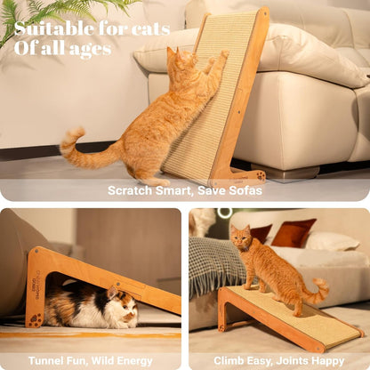 CHEERHOME PETS Sisal Cat Scratcher Ramp for Indoor Cats, 24.8" L Shape Cat Scratching Post Climbing Vertical Cat Scratch Pad, Solid Wooden Cat Furniture(Standard)4