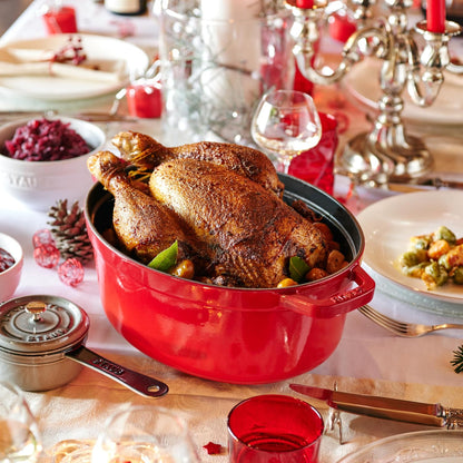 STAUB Cast Iron Dutch Oven 7-Qt Oval Cocotte, Made in France, Serves 7-8, Cherry3